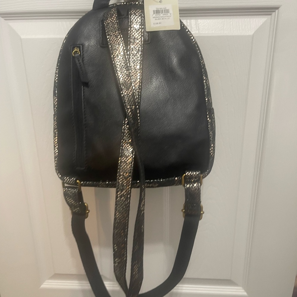 Fossil Black and Gold Patterned Backpack - Picture 9 of 13